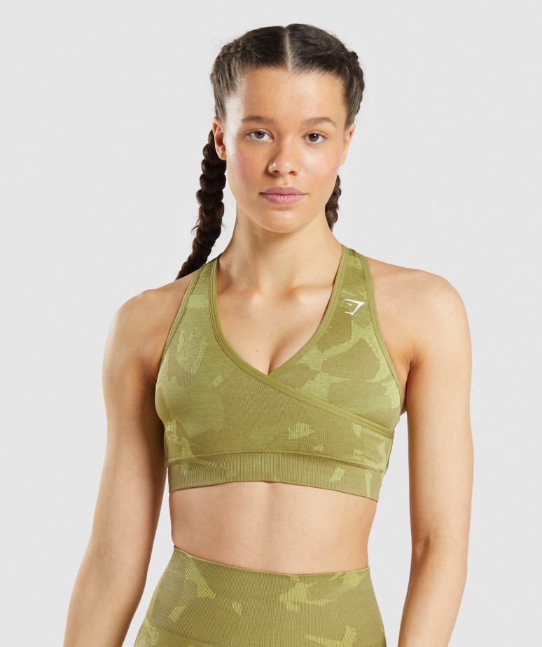 Adapt Camo Brezšivni športni Nedrček Savanna-griffin Green Gymshark