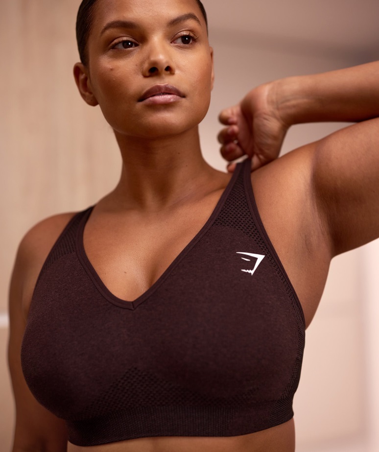 Brezšivni Brezšivni športni Nedrček Gymshark Cherry Brown Marl Vital Z 2,0 V Izrezom