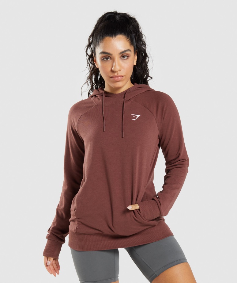 Gymshark češnjevo Rjav Pulover S Kapuco Za Trening