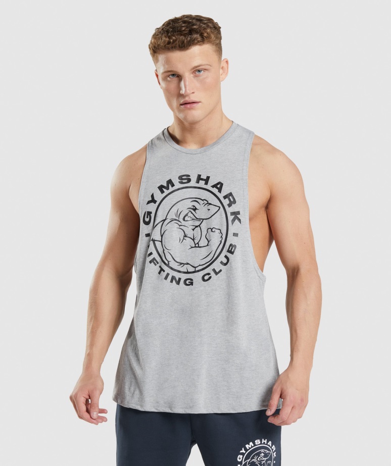 Gymshark Svetlo Sivi Core Marl Legacy Drop Arm Tank