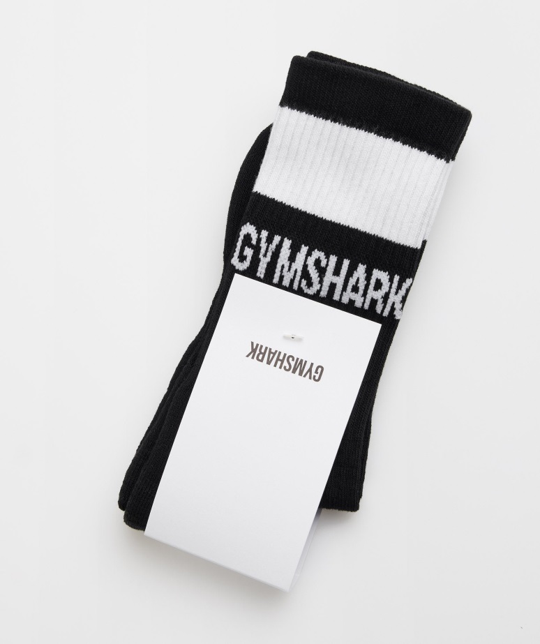 Gymshark Premium žakard Enojne Nogavice črno-bele