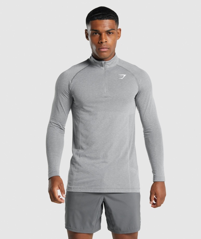 Gymshark Vital Light 1-4 Zip Charcoal Marl
