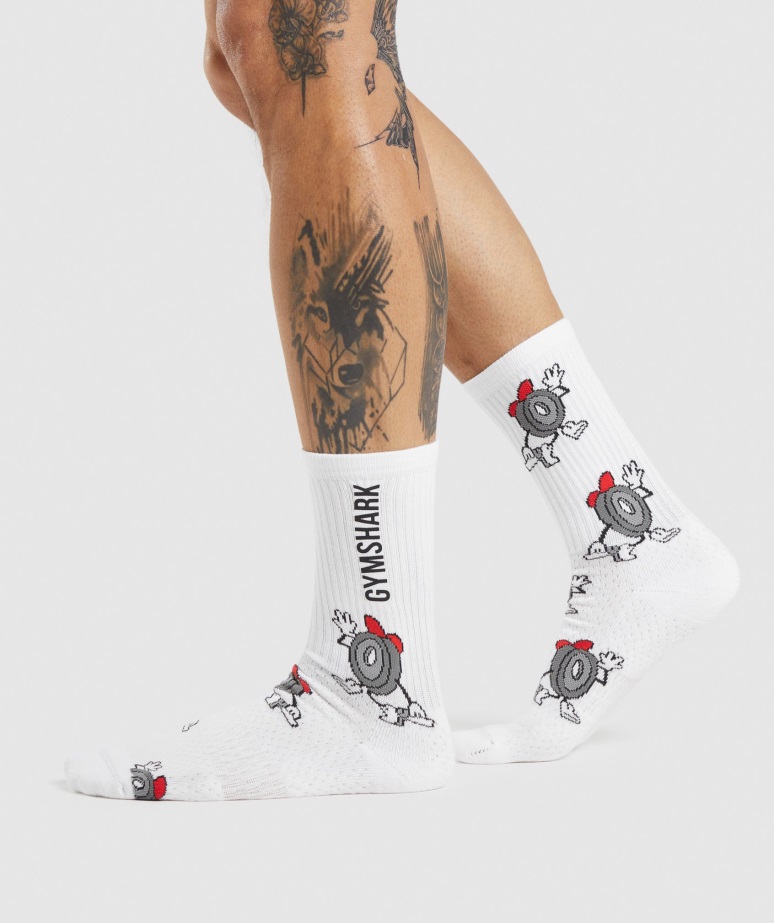 Paket Nalepk Dumbell Crew Socks 1pk Bele Gymshark